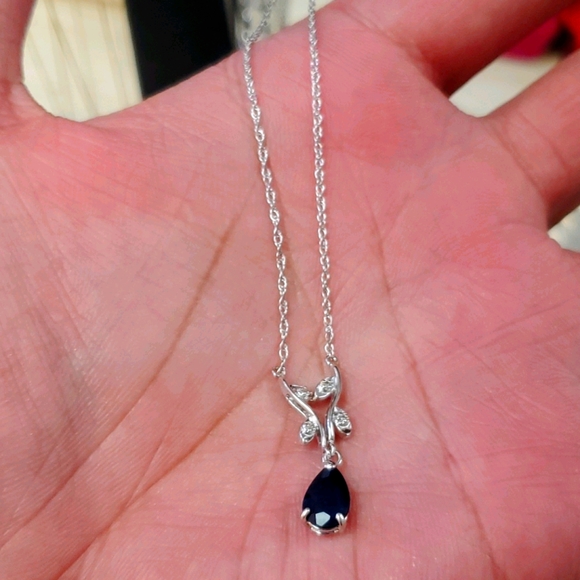 With tag Blue Sapphire Necklace with diamonds